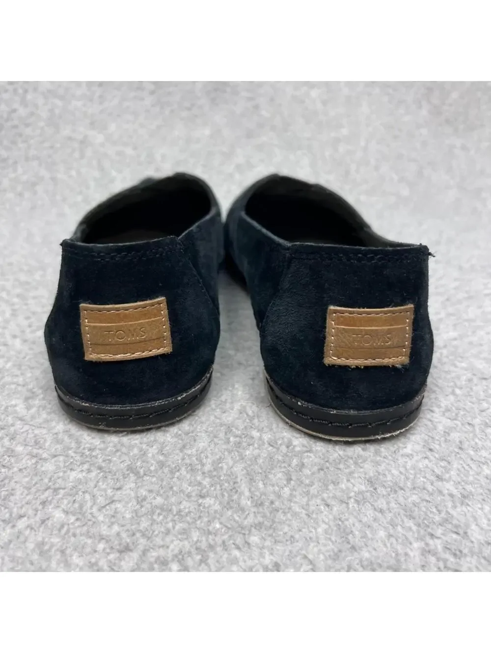 TOMS Alpargata Leather Wrap Black Nubuck Suede Slip On Loafer Flats Shoes Sz 7.5